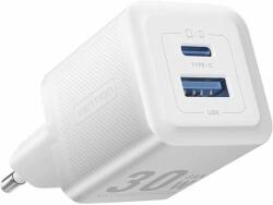 Vention 2-Port USB (C + A) GaN Charger (30 W/30 W) EU-Plug, fehér (FEQW0-EU)