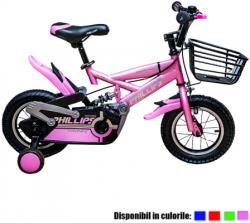  Bicicleta copii, aparatoare roti, cos metalic, ghidon reglabil, roti 12 inch, diverse culori RB38527