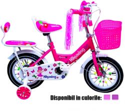  Bicicleta copii, 2 roti ajutatoare, franjuri ghidon, roti 12 inch, diverse culori RB38529