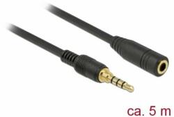Delock Cablu de prelungire pentru mufă stereo 3, 5 mm 4-pini de sex masculin > feminin, lung de 5 m, negru (85635)