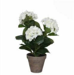 Mica Hortenzia fehér műnövény cserépben Stan szürke 40 x 35 cm