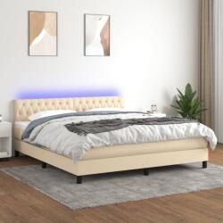 vidaXL krémszínű szövet rugós és LED-es ágy matraccal 180 x 200 cm (3133418) - vidaxl