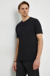 Sisley pamut póló fekete, férfi, sima - fekete L - answear - 8 790 Ft