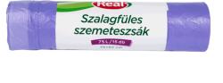  Szemeteszsák önzáró szalaggal 75 liter 70 x 90 cm 15 db/tekercs Reál lila (MEN-OR-55736)