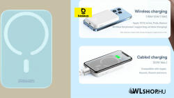 Baseus Power Bank, külső akku, 6000mAh, 20W, USB-C aljzat, MagSafe töltés, Baseus Magnetic Mini - Kék