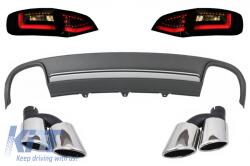 LITEC LED hátsó lámpák AUDI A4 B8 Avant (2008-2011) típushoz, fekete / füst dinamikus futófény irányjelzőkkel Alkalmas Halogén hátsó lámpákkal felszerelt Audi A4 B8 8K Avant (2008-2011) típushoz N (RA14KLBS