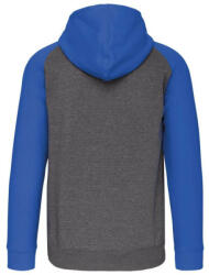 Proact PA380 kétszínű cipzáras kapucnis kapucnis pulóver Proact, Grey Heather/Sporty Royal Blue-XL (pa380grh-sro-xl)