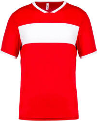 Proact PA4001 rövid ujjú V-nyakú gyerek sportpóló, kontrasztos betéttel Proact, Sporty Red/White-8/10 (pa4001sre-wh-8-10)