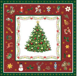 Ambiente AMB. 33314517 Christmas Evergreen red papírszalvéta 33x33cm, 20db-os (8712159166996)
