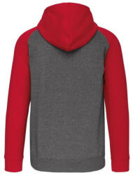 Proact PA380 kétszínű cipzáras kapucnis kapucnis pulóver Proact, Grey Heather/Sporty Red-M (pa380grh-sre-m)
