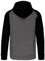 Proact PA380 kétszínű cipzáras kapucnis kapucnis pulóver Proact, Grey Heather/Black-L (pa380grh-bl-l)