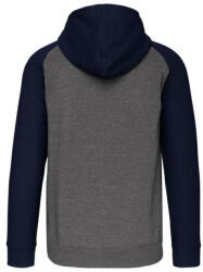 Proact PA380 kétszínű cipzáras kapucnis kapucnis pulóver Proact, Grey Heather/Sporty Navy-XL (pa380grh-snv-xl)