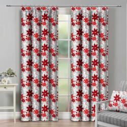 Mondo Italia Függöny szalaggal 140x250 cm fehér, piros virágokkal