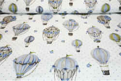 Mondo Italia Pamut szövet Flanel Kék hőlégballon, h. 145 cm