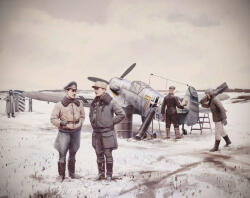 ICM Bf 109F-4 with German Luftwaffe stuff 1: 48 (48804)