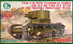UniModels T-26 tank cylindrical turret and 76.2mm gun KT-28, plastic tracks 1: 72 (UMT686-01)