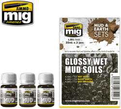 AMMO by MIG Jimenez AMMO Glossy Wet Mud Soils 4 x 17 ml (A. MIG-7442)