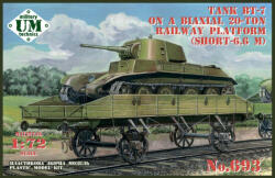 UniModels BT-7 tank on a biaxial 20-ton railway platform (short - 6.6m) 1: 72 (UMT693)
