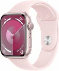 Apple Watch Series 9 GPS 45mm rózsaszín alumíniumtok, rózsaszín sportszíj M/L méret (MR9H3QF/A)