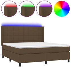 vidaXL barna szövet rugós és LED-es ágy matraccal 180 x 200 cm (3138336) (3138336)