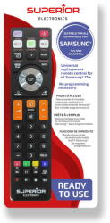 Superior Electronics Telecomanda TELECOMANDA UNIVERSALA Superior, compatibila televizoare SAMSUNG, bateriile (2 x AAA) nu sunt incluse, negru "SUPTRB008" (timbru verde 0.08 lei) (SUPTRB008) - vexio