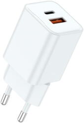 Lemontti Incarcator de retea LEMIRDPGT25WA GaN Dual Port 1x Type-C, 1x USB-A, 25W, EU Plug, Alb (LEMIRDPGT25WA)
