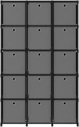 vidaXL 15 rekeszes fekete szövet polc dobozokkal 103 x 30 x 175, 5 cm (322619) (322619)