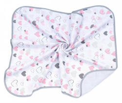 MTT Textil takaró - Fehér alapon rózsaszín szívecskék - baby-life