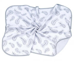  MTT Textil takaró - Fehér alapon szürke tollak - baby-life