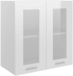 vidaXL magasfényű fehér forgácslap függő üvegszekrény 60 x 31 x 60 cm (802526) (802526)