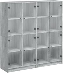 vidaXL szürke sonoma szerelt fa könyvespolc ajtókkal 136x37x142 cm (3206522) (3206522)