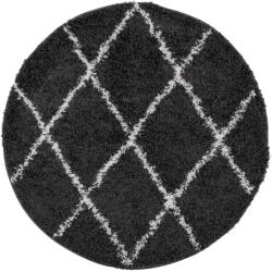 vidaXL fekete és krém hosszú szálú bozontos modern szőnyeg Ø 280 cm (375425) (375425)
