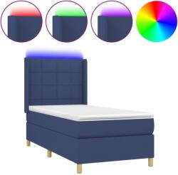 vidaXL kék szövet rugós és LED-es ágy matraccal 90x200 cm (3138851) (3138851)