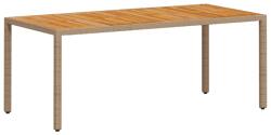 vidaXL bézs polyrattan és akácfa kerti asztal 190 x 90 x 75 cm (368130) (368130) - xupe