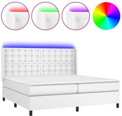 vidaXL fehér műbőr rugós ágy matraccal és LED-del 200x200 cm (3139404) (3139404)