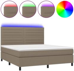 vidaXL tópszínű szövet rugós és LED-es ágy matraccal 180 x 200 cm (3134977) (3134977)