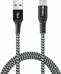Sandberg Survivor USB-A apa - USB-C apa 2.0 Töltő kábel - Fekete/Fehér (1m) (441-36)