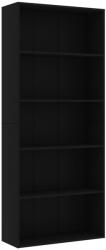 vidaXL 5 szintes fekete forgácslap könyvszekrény 80 x 30 x 189 cm (801027) (801027)