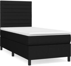 vidaXL fekete szövet rugós ágy matraccal 100 x 200 cm (3141835) (3141835)