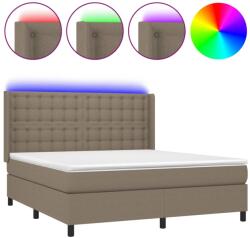 vidaXL tópszínű szövet rugós és LED-es ágy matraccal 180 x 200 cm (3138657) (3138657)