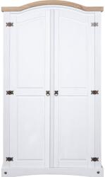 vidaXL 2 ajtós fehér Corona-stílusú mexikói fenyő ruhásszekrény (282620) (282620)