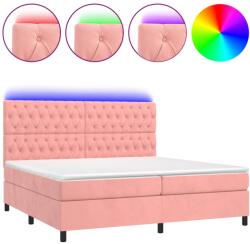 vidaXL rózsaszín bársony rugós és LED-es ágy matraccal 200x200 cm (3136328) (3136328)