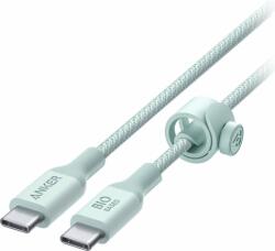 Anker 544 Bio-Nylon USB-C apa - USB-C apa 2.0 Adat és töltő kábel - Zöld (1.8m) (A80F6H61)