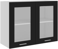 vidaXL fekete forgácslap függő üvegszekrény 80 x 31 x 60 cm (802530) (802530)