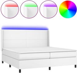 vidaXL fehér műbőr rugós ágy matraccal és LED-del 200x200 cm (3139284) (3139284)