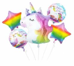 Godan Set de 5 baloane folie cu model unicorn și curcubeu (BZ HJED)