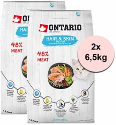 ONTARIO Ontario Cat Hair & Skin Salmon 2 x 6, 5 kg