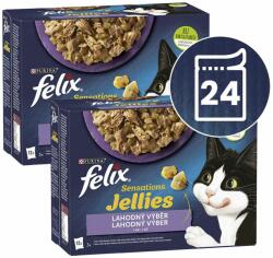 FELIX FELIX Sensations selecție de pliculețe în gelatină aromată cu miel, macrou, hering și curcan 24 x 85 g