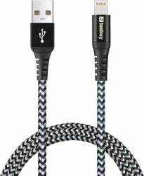 Sandberg Survivor USB-A apa - Lightning apa 2.0 Töltő kábel - Fekete/Fehér (1m) (441-35)