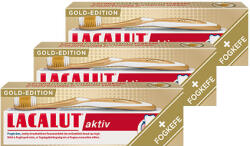 Lacalut AKTIV fogkrém 3 x 75 ml + gold edition fogkefe 3 db VIRTUÁLIS